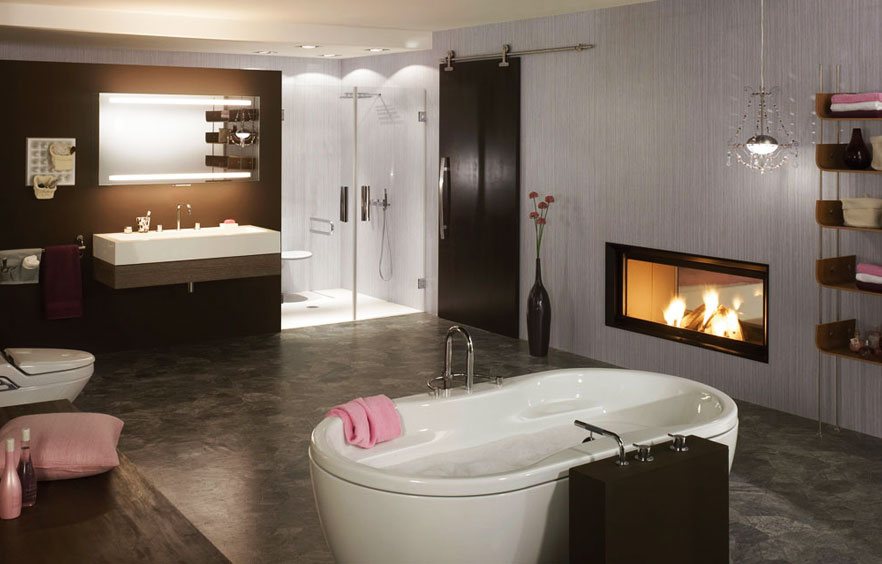 Luksuzna kopalnica s kaminom